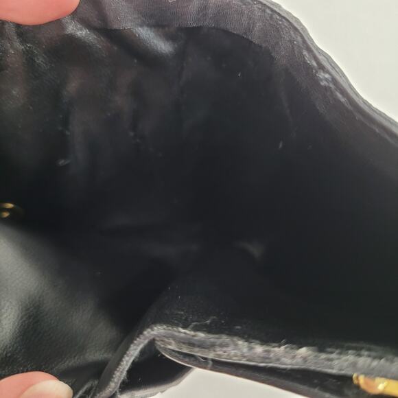 Bally Vintage Leather Wallet Black Logo Bifold Medium Compact Kisslock Woven - Picture 6 of 12